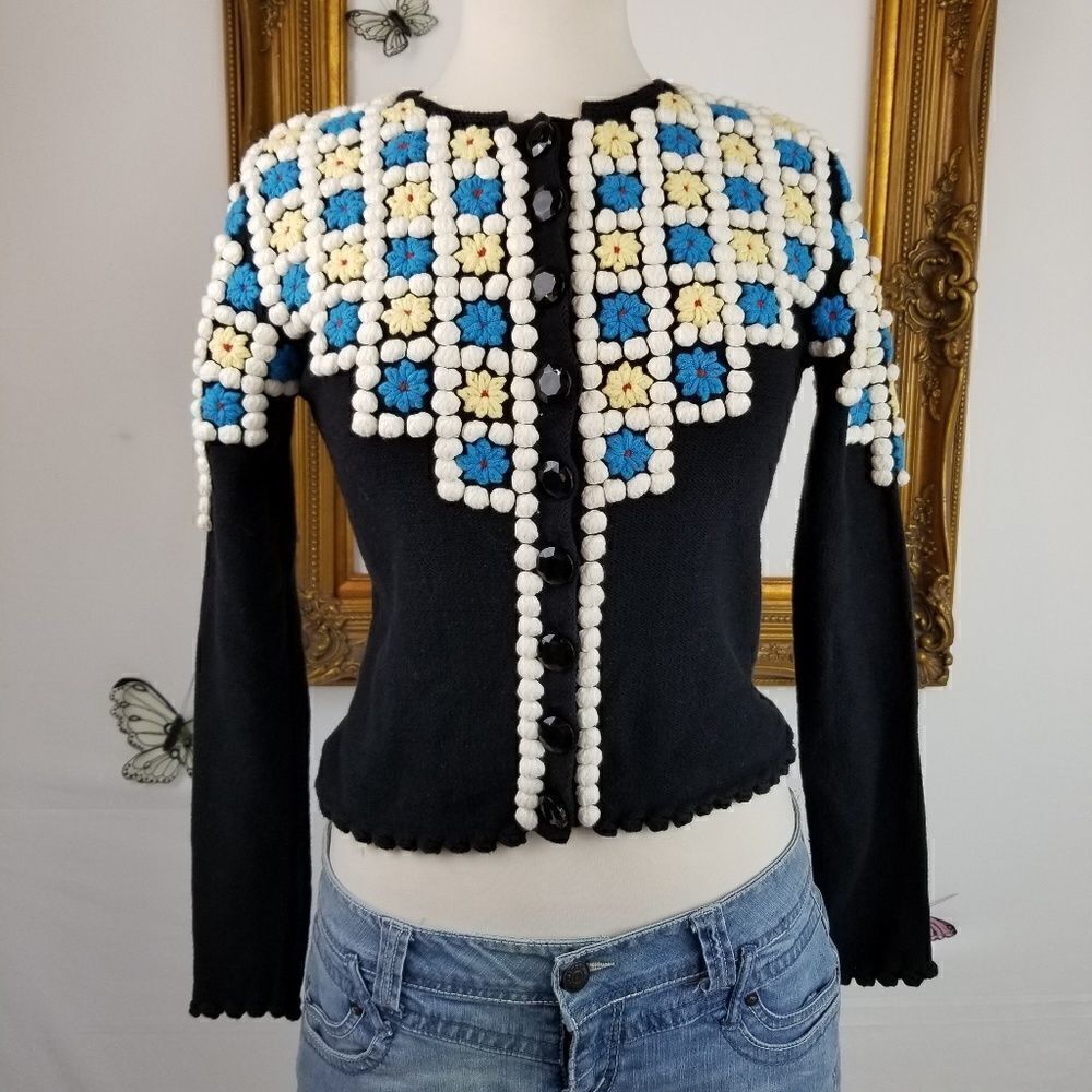 Nicole Miller collection raised quilt pttrn cardi